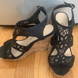 Black lace wedges. Black wedges